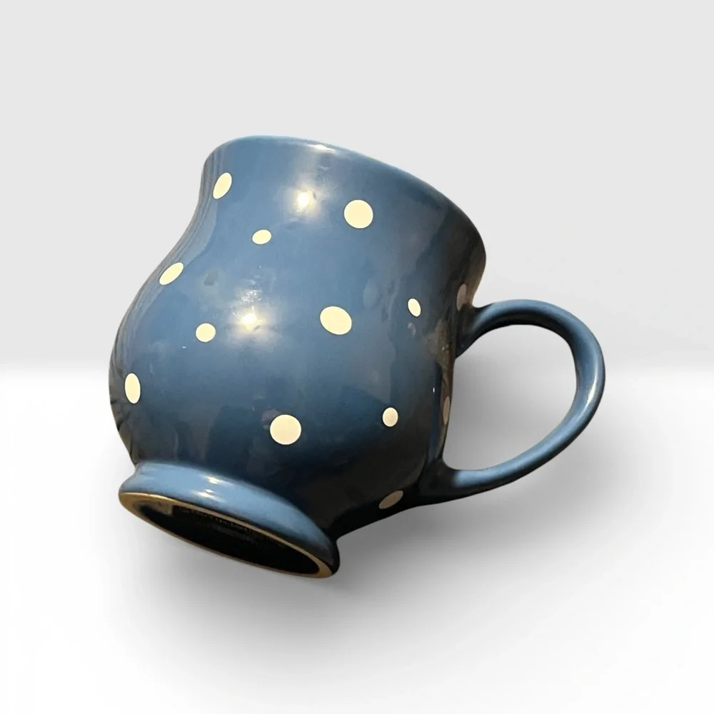 Temptations  Cottagecore, Blue and White Polka Dot Mug